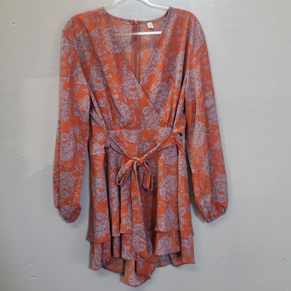 Floral Wrap Romper with Long Sleeves
